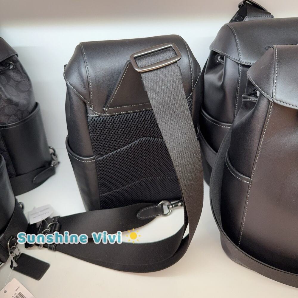 NWT Coach Men's Body Bag Racer Pack Gunmetal/Black CU111 Leather - Picture 4 of 9